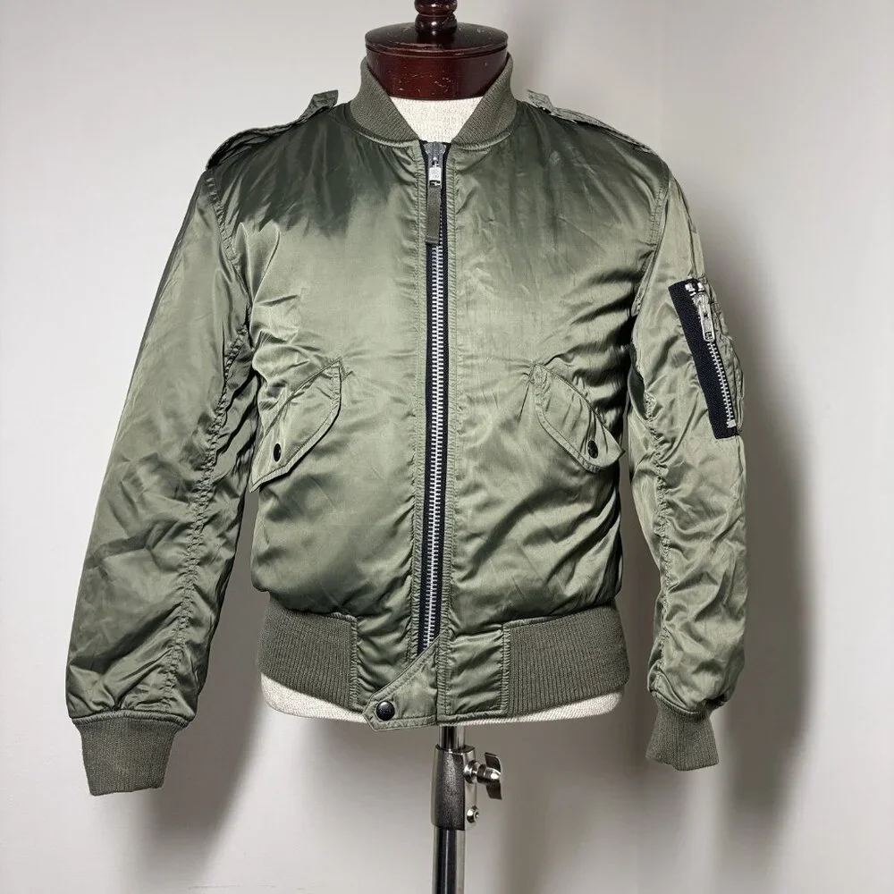 SAM Women's XS-S Bomber Jacket Olive Green Designer Army‎ Khaki Aviator Flying